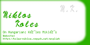 miklos koles business card